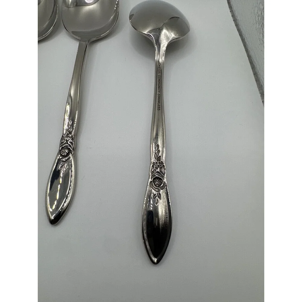 Oneida Community Stainless Spring Rose Teaspoons Set of 4 Glossy Floral 6in